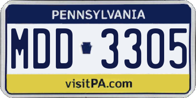 PA license plate MDD3305