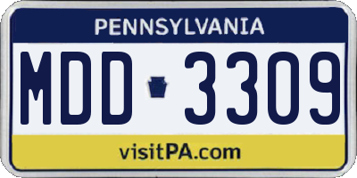PA license plate MDD3309
