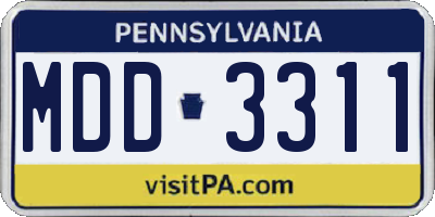 PA license plate MDD3311