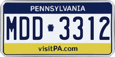 PA license plate MDD3312
