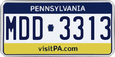 PA license plate MDD3313