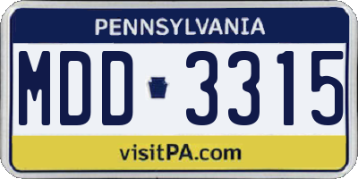 PA license plate MDD3315