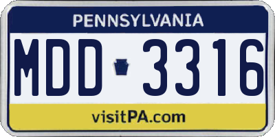 PA license plate MDD3316
