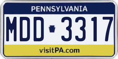 PA license plate MDD3317