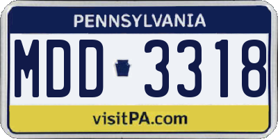 PA license plate MDD3318