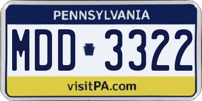PA license plate MDD3322
