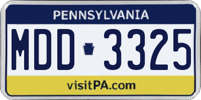 PA license plate MDD3325