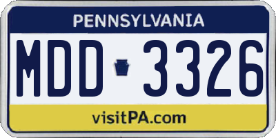 PA license plate MDD3326