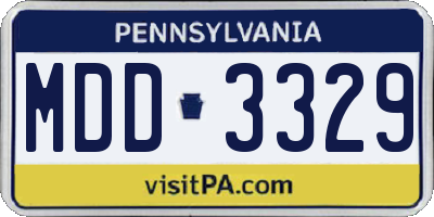 PA license plate MDD3329