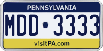 PA license plate MDD3333