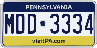 PA license plate MDD3334
