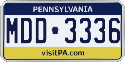 PA license plate MDD3336
