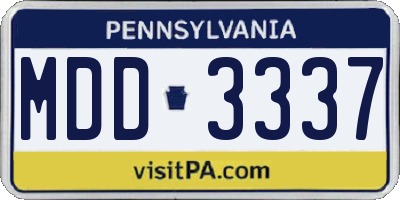 PA license plate MDD3337
