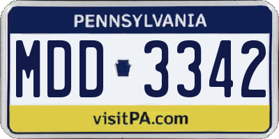 PA license plate MDD3342