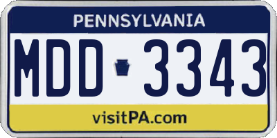 PA license plate MDD3343