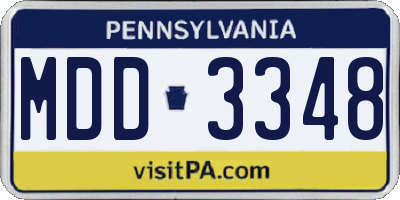 PA license plate MDD3348