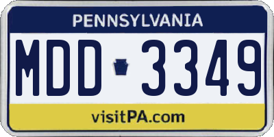 PA license plate MDD3349