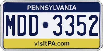 PA license plate MDD3352