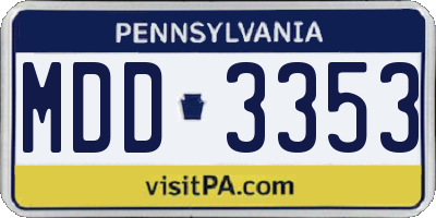 PA license plate MDD3353