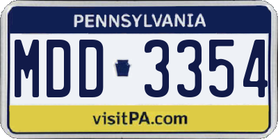 PA license plate MDD3354