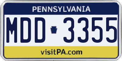 PA license plate MDD3355