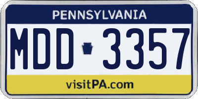 PA license plate MDD3357