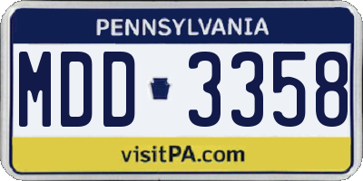 PA license plate MDD3358