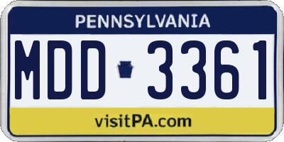 PA license plate MDD3361