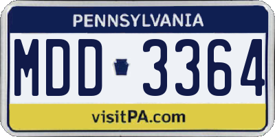 PA license plate MDD3364