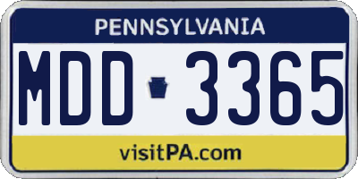 PA license plate MDD3365
