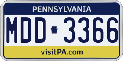 PA license plate MDD3366