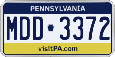 PA license plate MDD3372