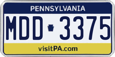 PA license plate MDD3375