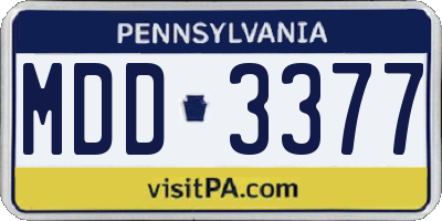 PA license plate MDD3377
