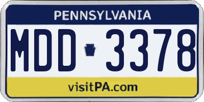 PA license plate MDD3378