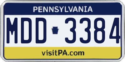 PA license plate MDD3384