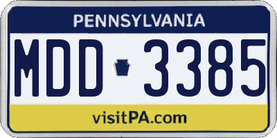 PA license plate MDD3385