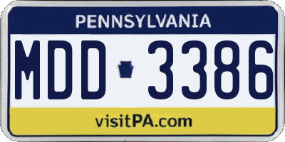 PA license plate MDD3386