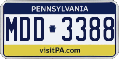 PA license plate MDD3388