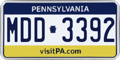 PA license plate MDD3392