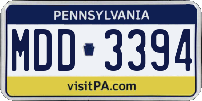PA license plate MDD3394