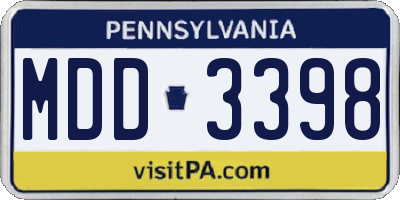 PA license plate MDD3398