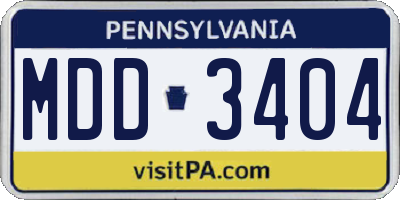 PA license plate MDD3404