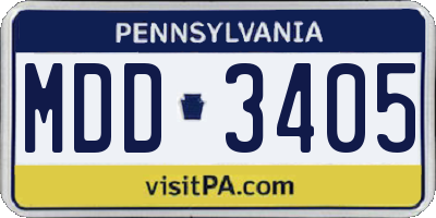 PA license plate MDD3405
