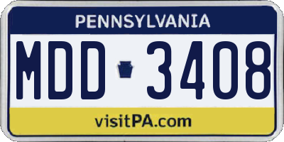 PA license plate MDD3408