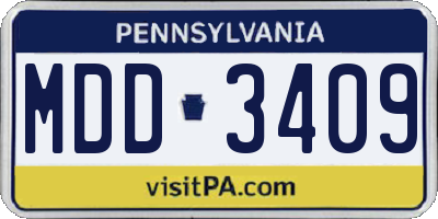 PA license plate MDD3409