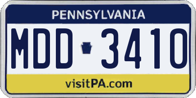 PA license plate MDD3410