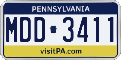 PA license plate MDD3411