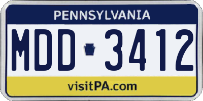 PA license plate MDD3412