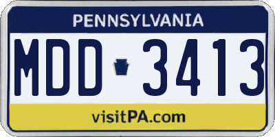 PA license plate MDD3413